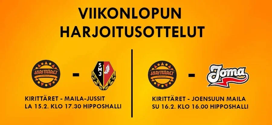 Harjoituspelit Hipposhallissa la-su 15-16.2.2020