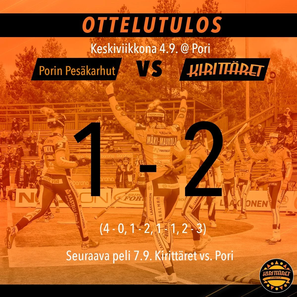 Kirittäret ryöstivät kotiedun avausfinaalissa! Pori-Kirittäret 1-2k (4-0, 1-2, 1-1, 2-3)